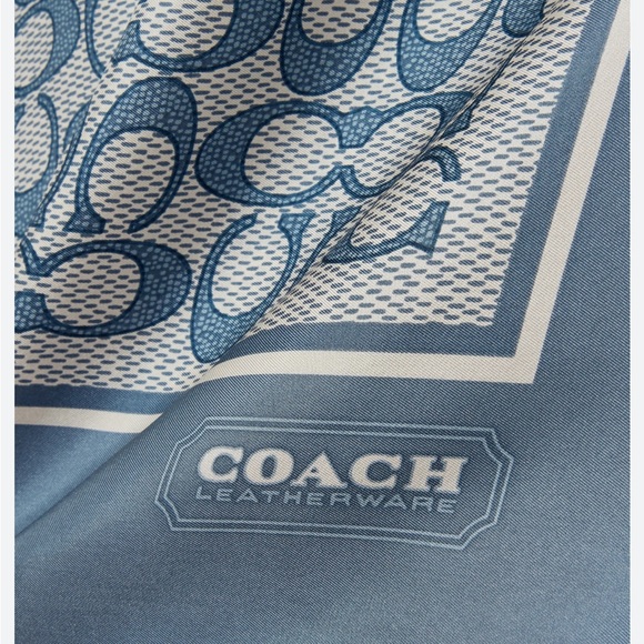 Coach Signature Pattern Blue Scarf - Picture 2 of 4